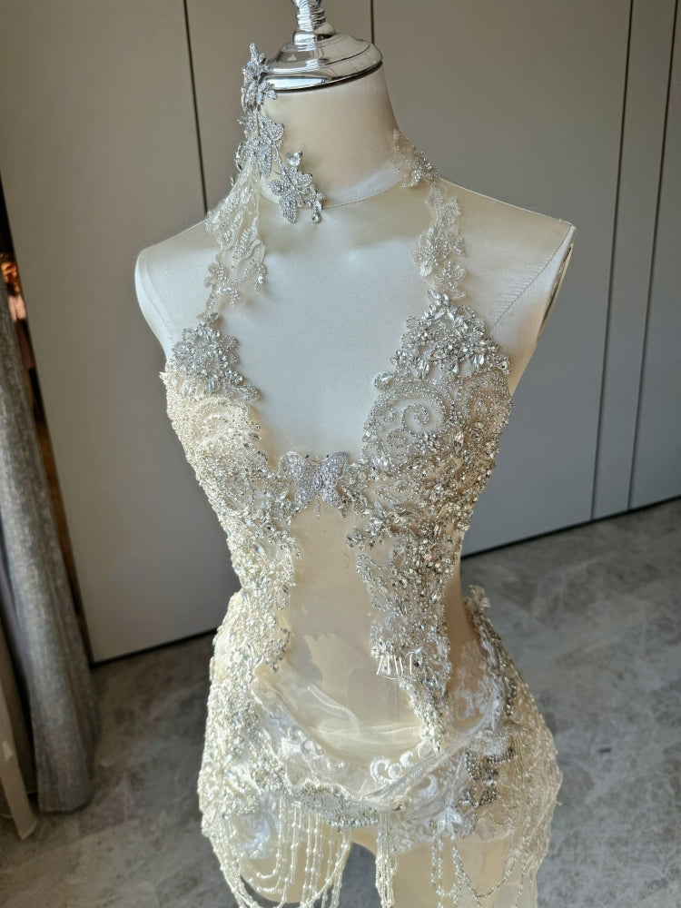 ZIWU ARTEMIS LACE CRYSTAL ENSEMBLE TOP COSTUME PATENT-PROTECTED
