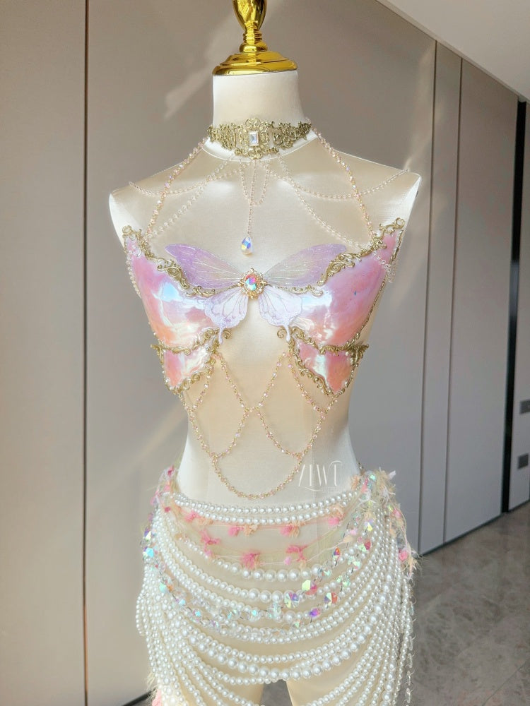ZIWU ARTEMIS MAGIC PINK BUTTERFLY RESIN TOP COSTUME PATENT