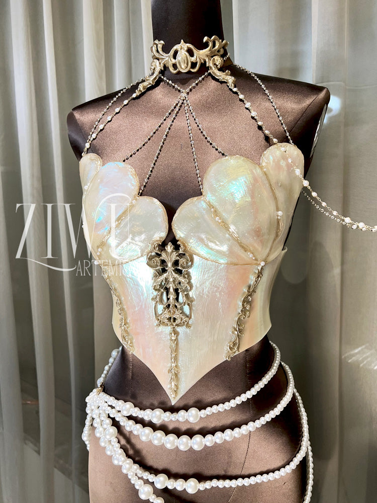 ZIWU ARTEMIS GLISTENING SEASHELL PRINCESS RESIN TOP COSTUME PATENT-PROTECTED