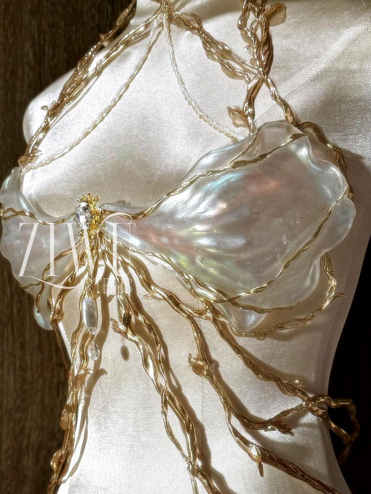 ZIWU ARTEMIS FOREST FAIRY RESIN PORCELAIN CORSET BRA TOP COSTUME PATENT-PROTECTED