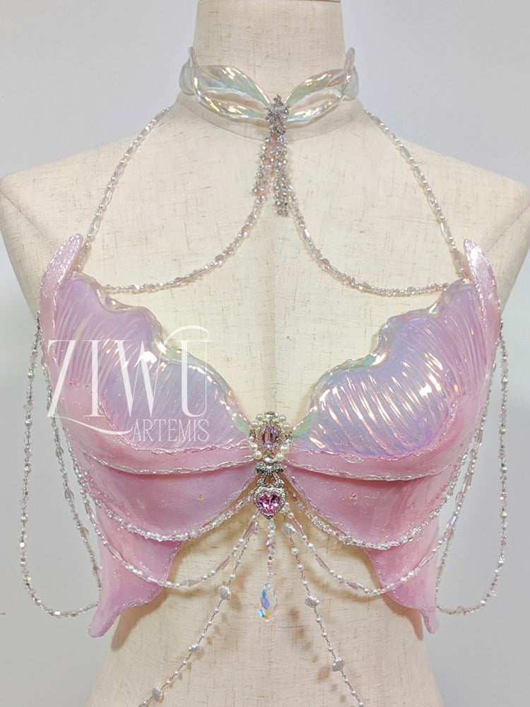 ZIWU ARTEMIS LIGHT PINK PEARLESCENT JELLYFISH RESIN TOP COSTUME PATENT-PROTECTED