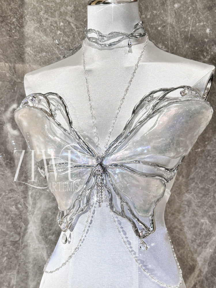 ZIWU ARTEMIS ICE RIFT CRYSTAL BUTTERFLY ZIRCONIA RESIN TOP COSTUME PATENT-PROTECTED