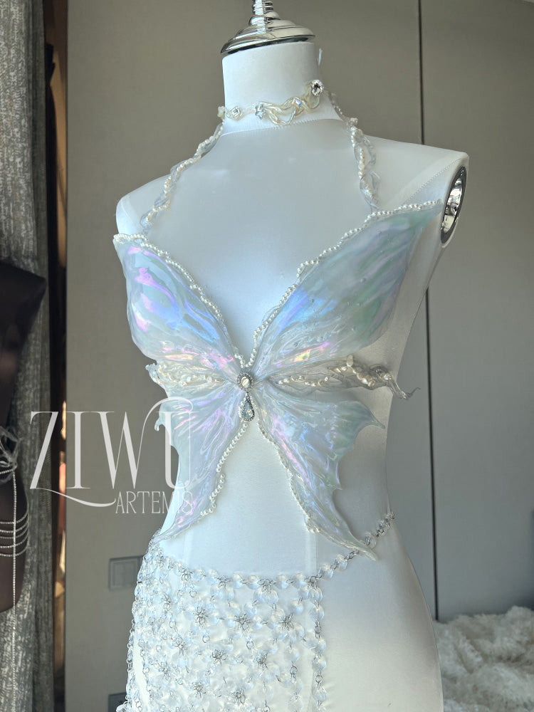 ZIWU ARTEMIS CRYSTAL IRIDESCENT BUTTERFLY PRINCESS RESIN TOP COSTUME PATENT-PROTECTED