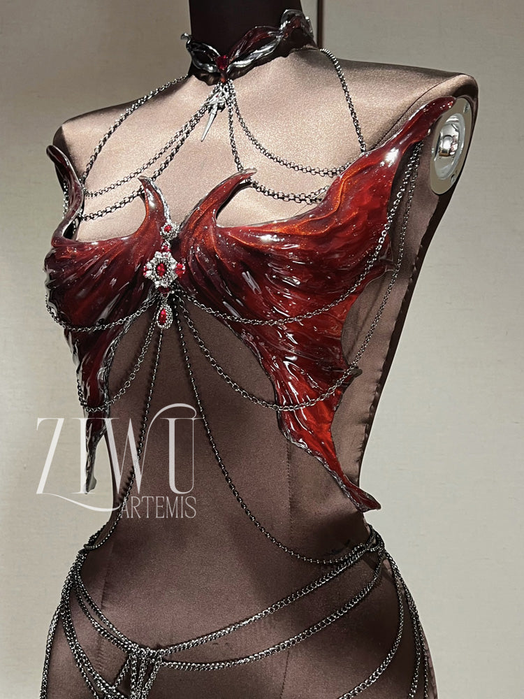 ZIWU ARTEMIS BLEEDING GOTHIC WINGS RESIN TOP COSTUME PATENT-PROTECTED