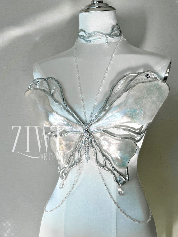 ZIWU ARTEMIS ICE RIFT CRYSTAL BUTTERFLY ZIRCONIA RESIN TOP COSTUME PATENT-PROTECTED