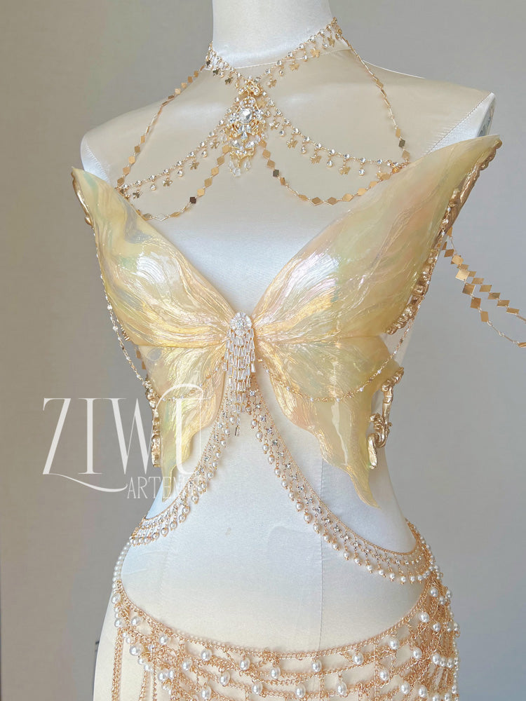 ZIWU ARTEMIS GILDED DANCING BUTTERFLY RESIN TOP COSTUME PATENT-PROTECTED