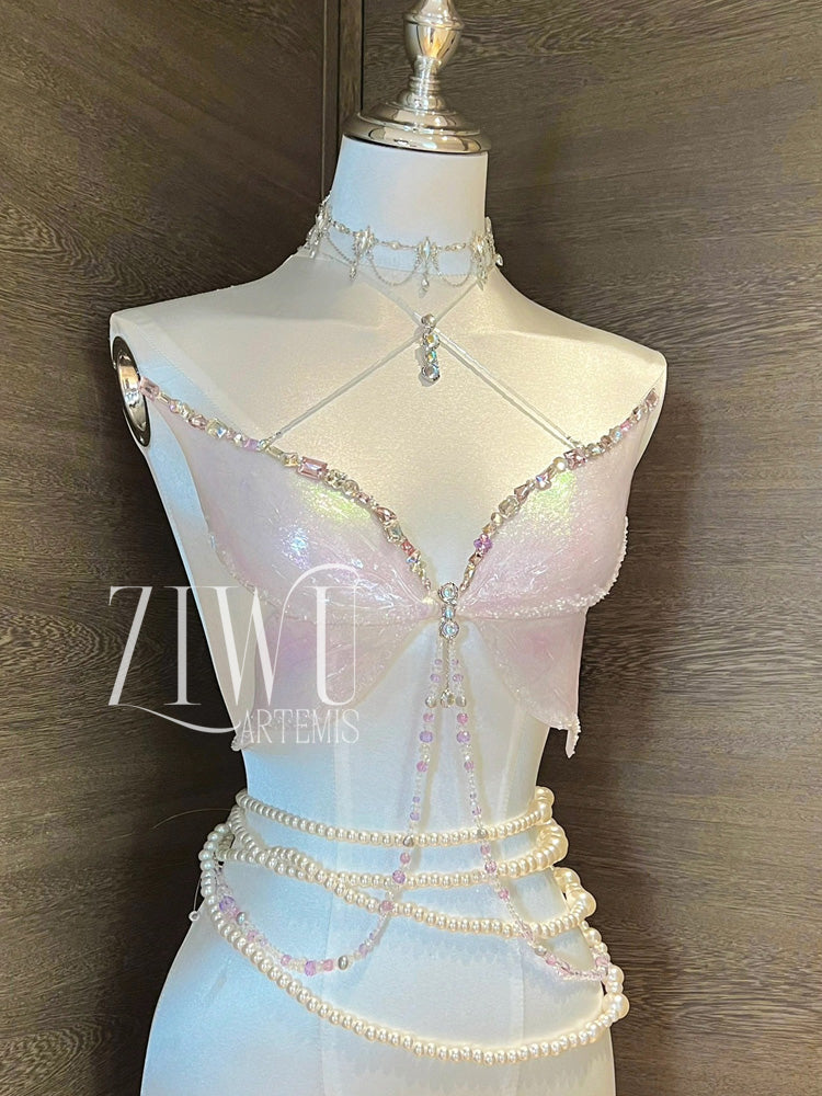 ZIWU ARTEMIS SPARKLING RHINESTONE BUTTERFLY RESIN TOP COSTUME PATENT-PROTECTED