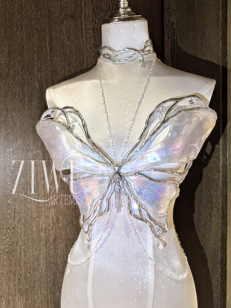 ZIWU ARTEMIS ICE RIFT CRYSTAL BUTTERFLY ZIRCONIA RESIN TOP COSTUME PATENT-PROTECTED