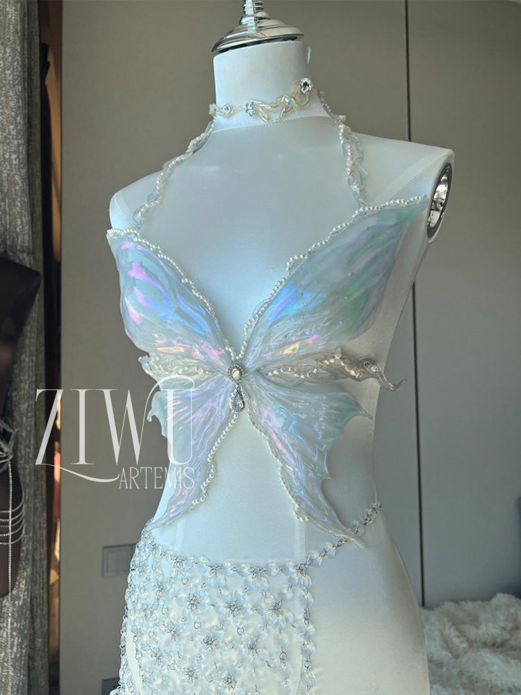 ZIWU ARTEMIS CRYSTAL IRIDESCENT BUTTERFLY PRINCESS RESIN TOP COSTUME PATENT-PROTECTED