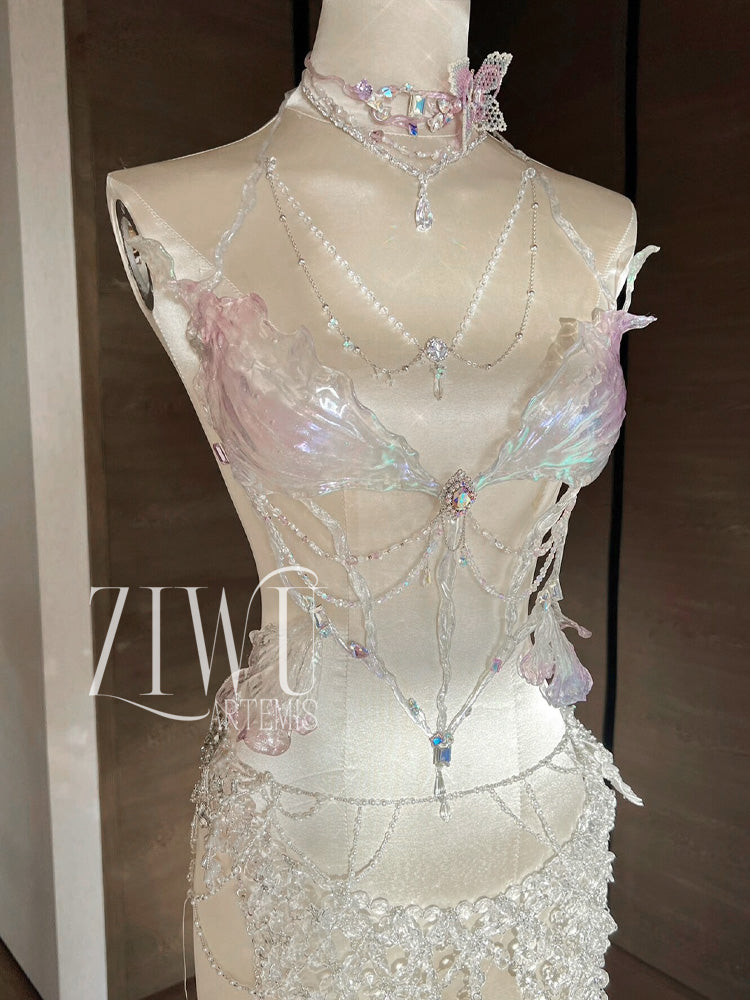 ZIWU ARTEMIS LILAC CRYSTAL PHALAENOPSIS RESIN TOP COSTUME PATENT-PROTECTED