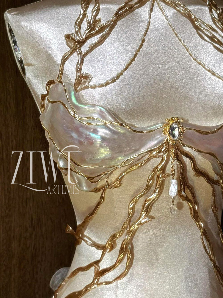 ZIWU ARTEMIS FOREST FAIRY RESIN PORCELAIN CORSET BRA TOP COSTUME PATENT-PROTECTED