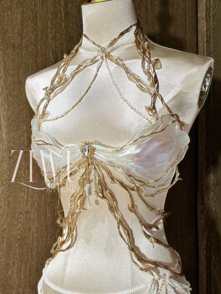 ZIWU ARTEMIS FOREST FAIRY RESIN PORCELAIN CORSET BRA TOP COSTUME PATENT-PROTECTED