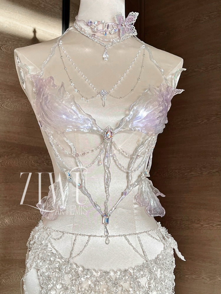 ZIWU ARTEMIS LILAC CRYSTAL PHALAENOPSIS RESIN TOP COSTUME PATENT-PROTECTED