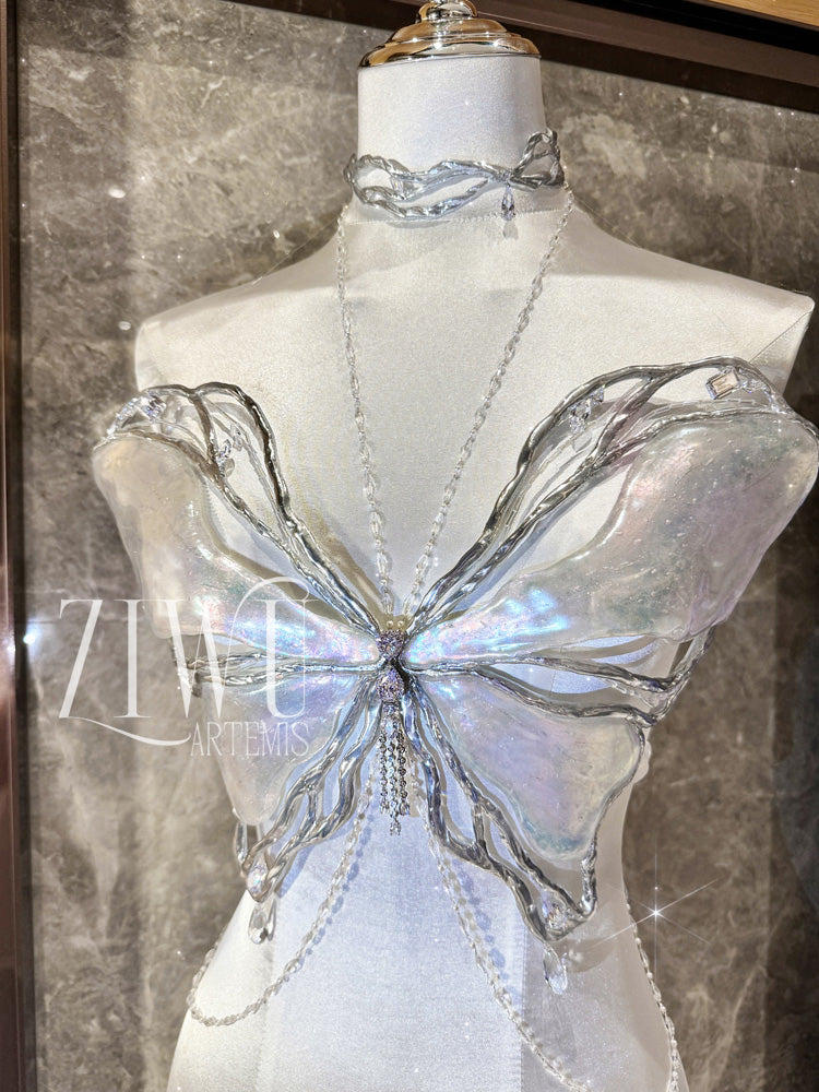 ZIWU ARTEMIS ICE RIFT CRYSTAL BUTTERFLY ZIRCONIA RESIN TOP COSTUME PATENT-PROTECTED