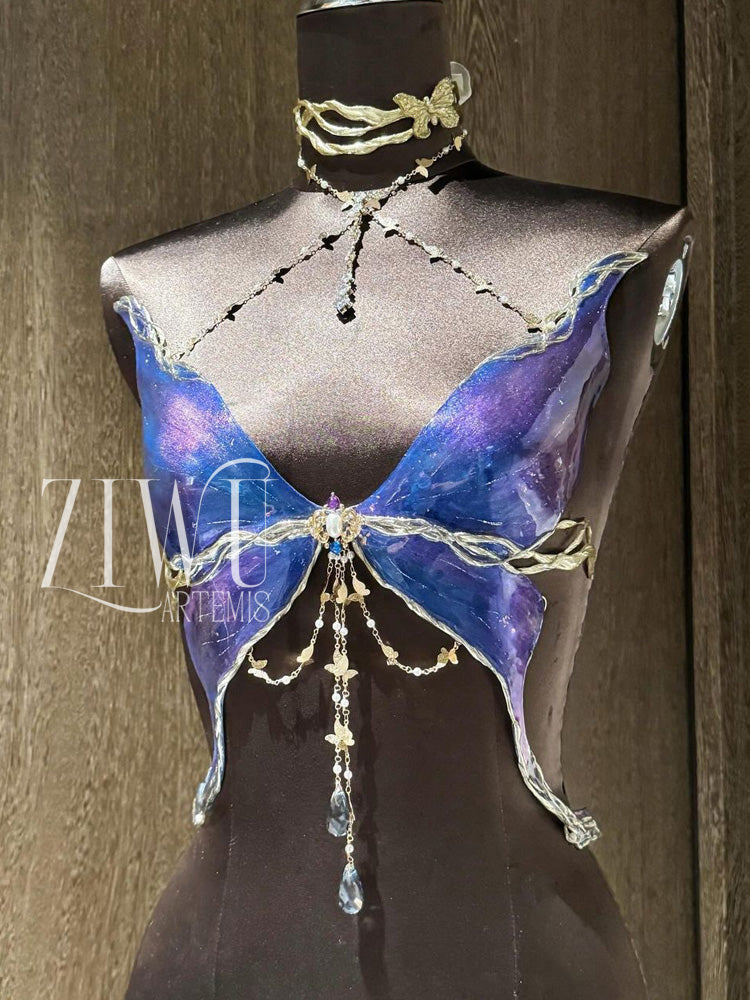 ZIWU ARTEMIS PIPEVINE SWALLOWTAIL BUTTERFLY RESIN PORCELAIN  CORSET BRA TOP COSTUME PATENT-PROTECTED