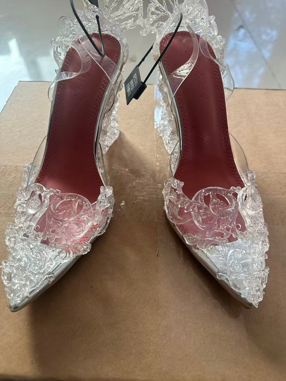 ZIWU ARTEMIS CRYSTAL FROST FLOWER RESIN  EMBELLISHED MULES SHOES