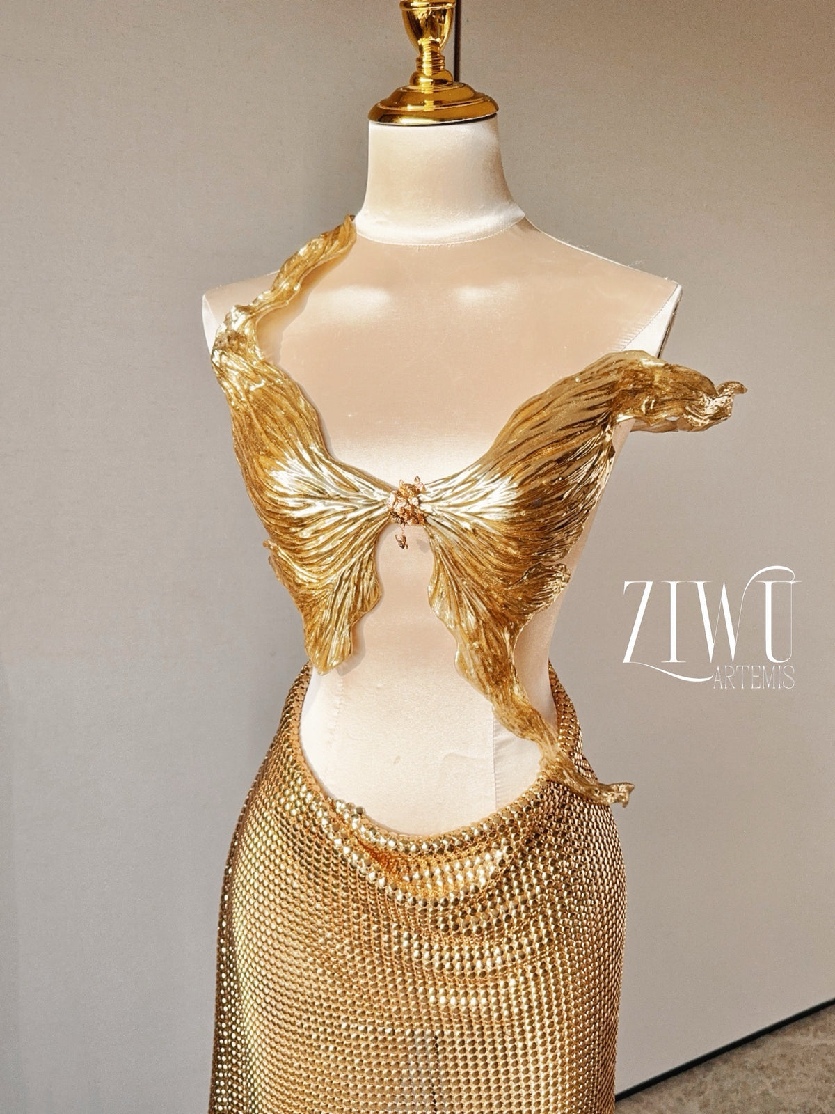 ZIWU ARTEMIS GILDED LUXURY REGAL GOLD BUSTIER RESIN TOP COSTUME PATENT-PROTECTED