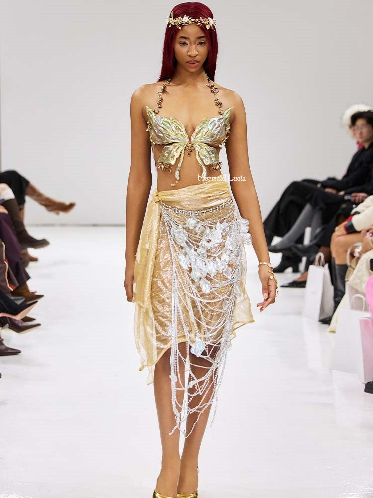 ZIWU ARTEMIS GILDED BUTTERFLY FAIRY RESIN CORSET BRA TOP COSPLAY COSTU