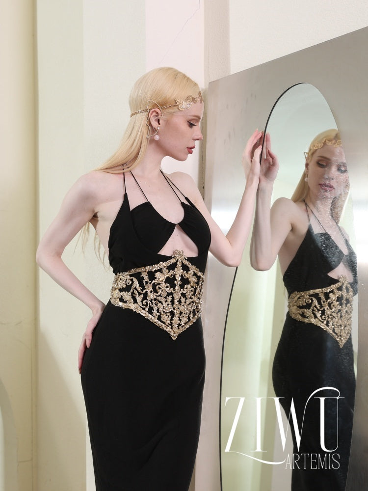 ZIWU ARTEMIS BAROQUE WAISTBAND GOLD RESIN CORSET BRA TOP COSTUME PATENT-PROTECTED