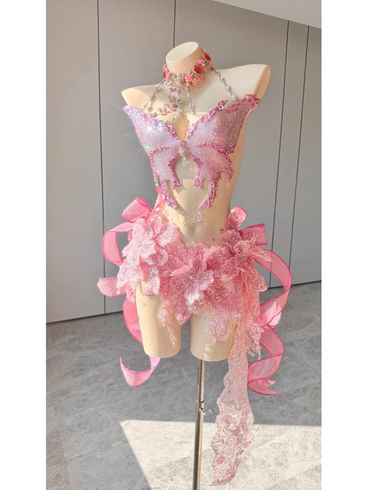 ZIWU ARTEMIS BLUSH CRYSTAL BUTTERFLY REVERIE RESIN TOP COSTUME PATENT-PROTECTED