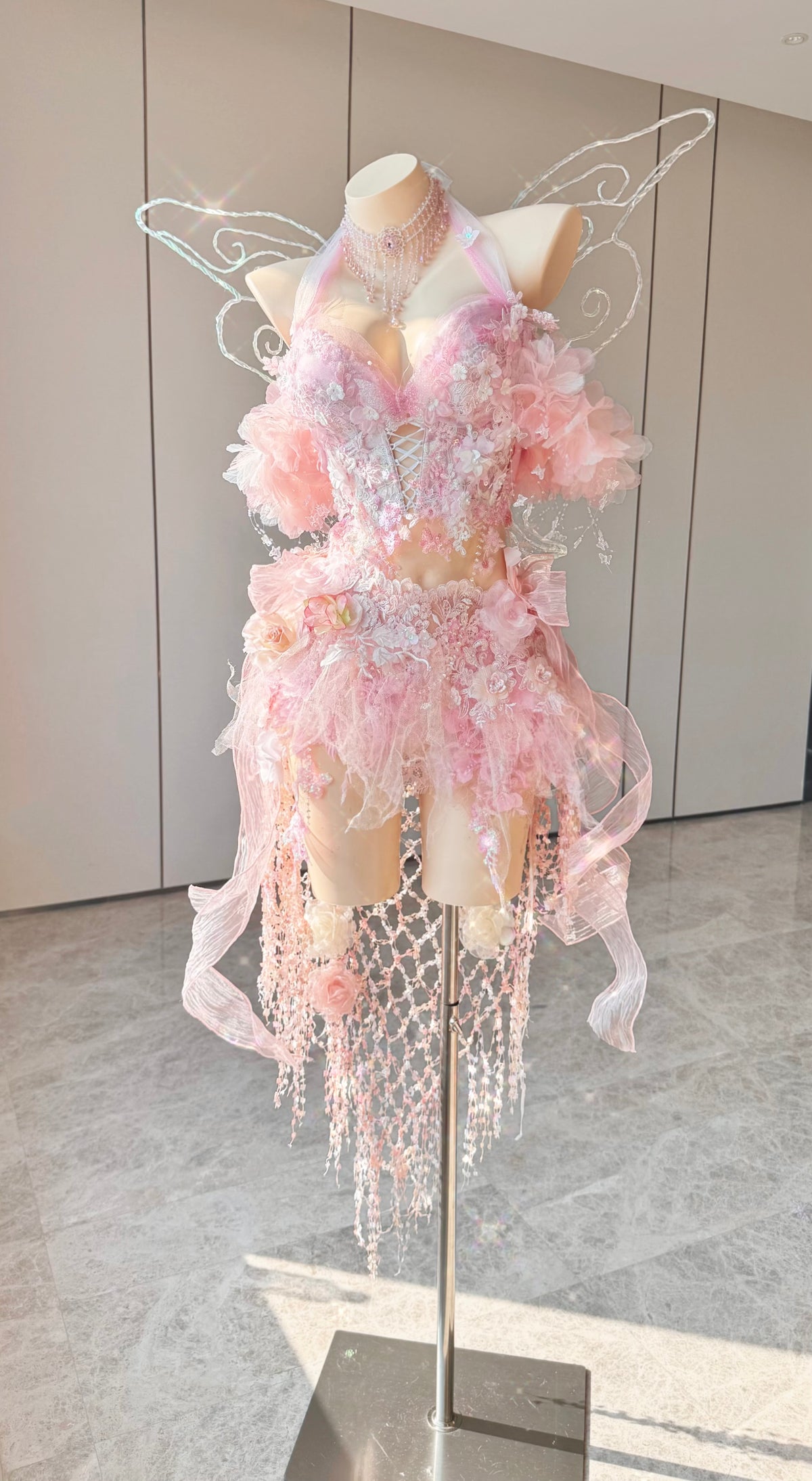 ZIWU ARTEMIS BLUSH PEARL CASCADE EMPRESS DRESS ENSEMBLE COSTUME PATENT-PROTECTED