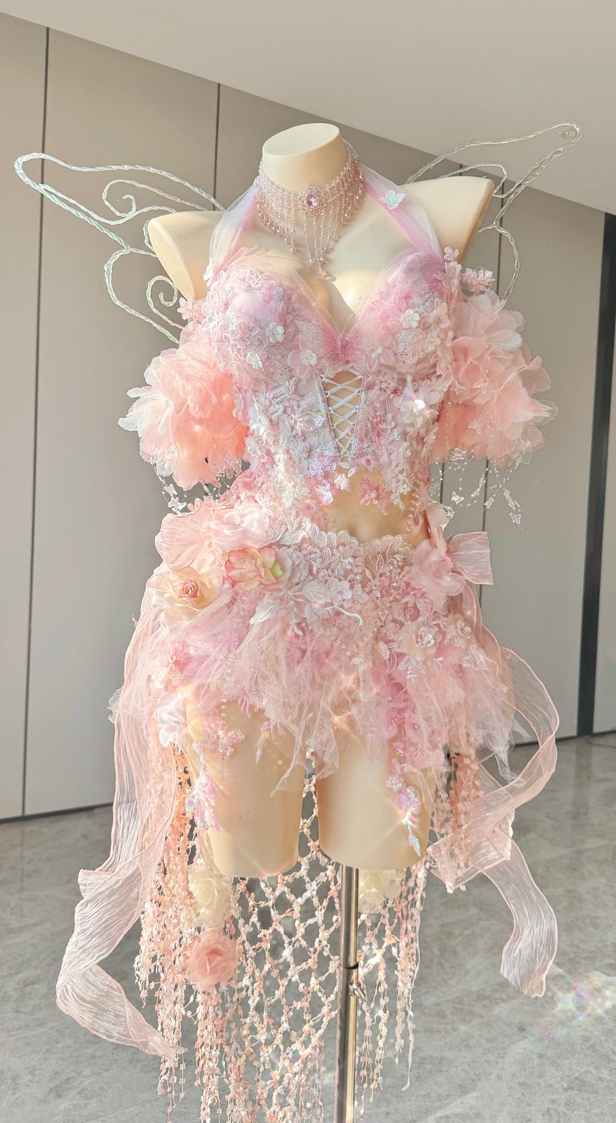 ZIWU ARTEMIS BLUSH PEARL CASCADE EMPRESS DRESS ENSEMBLE COSTUME PATENT-PROTECTED