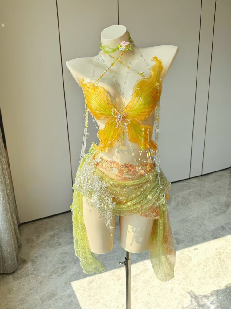 ZIWU ARTEMIS BRIGHT BUTTERFLY GLAMOUR RESIN TOP COSTUME PATENT-PROTECTED