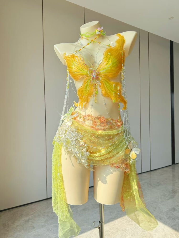 ZIWU ARTEMIS BRIGHT BUTTERFLY GLAMOUR RESIN TOP COSTUME PATENT-PROTECTED