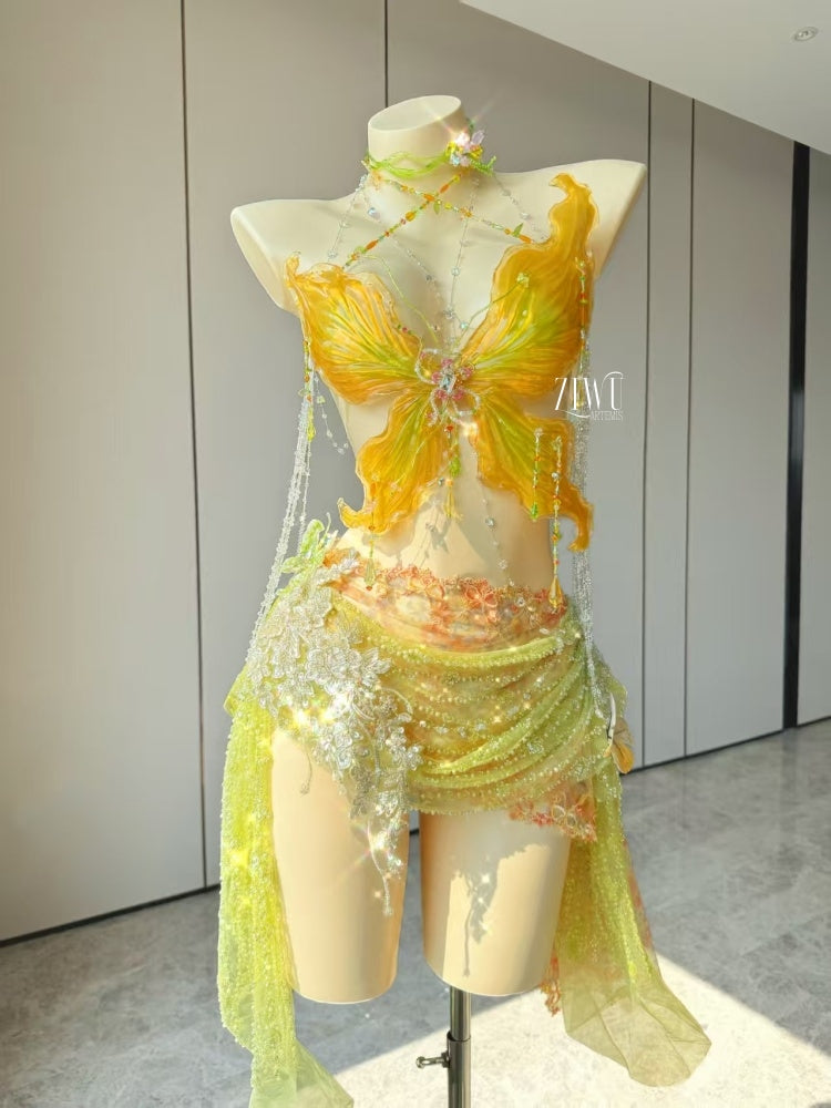 ZIWU ARTEMIS BRIGHT BUTTERFLY GLAMOUR RESIN TOP COSTUME PATENT-PROTECTED