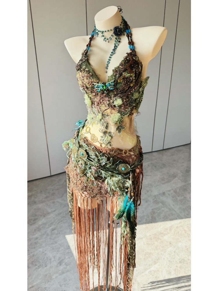 ZIWU ARTEMIS BRONZED IVY CASCADE EMPRESS DRESS ENSEMBLE COSTUME PATENT-PROTECTED