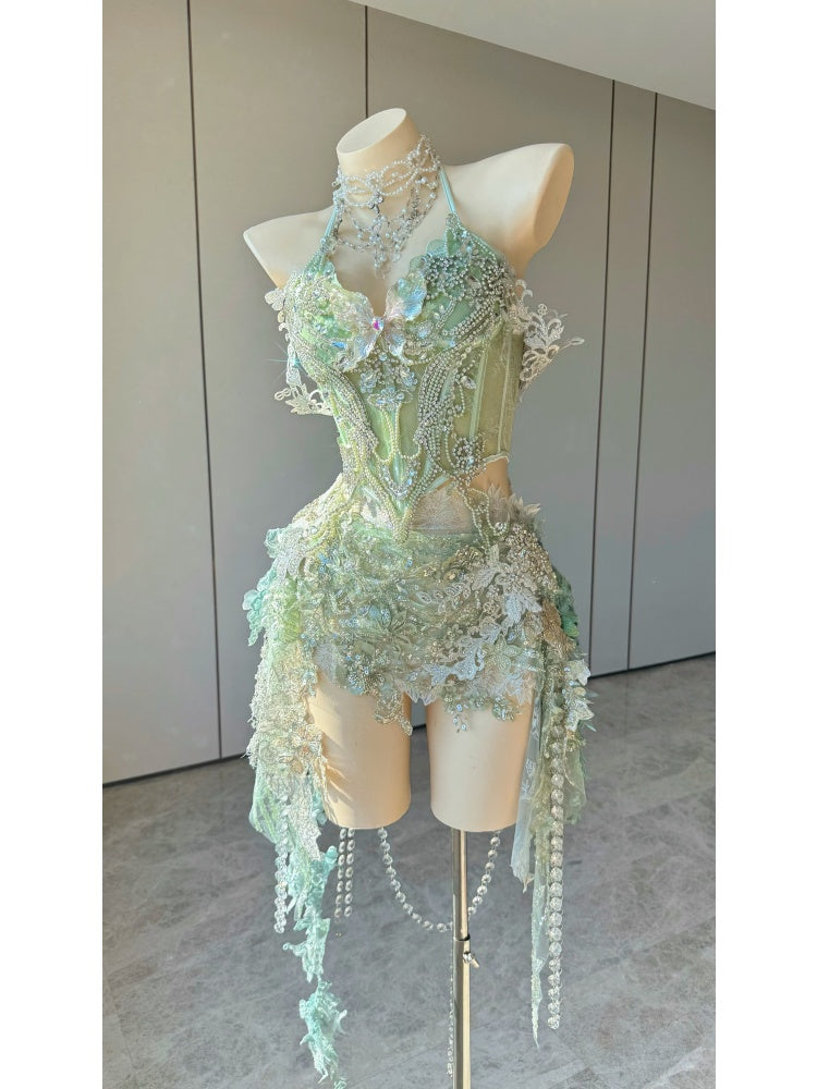 ZIWU ARTEMIS CELADON CRYSTAL GARDEN EMPRESS DRESS ENSEMBLE COSTUME PATENT-PROTECTED