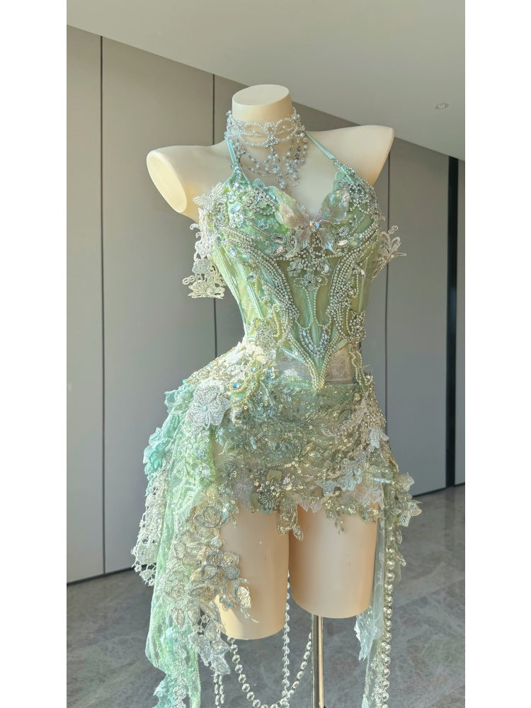 ZIWU ARTEMIS CELADON CRYSTAL GARDEN EMPRESS DRESS ENSEMBLE COSTUME PATENT-PROTECTED