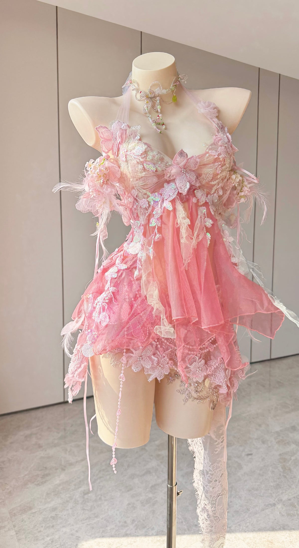 ZIWU ARTEMIS CORAL FEATHER SERENADE REVERIE EMPRESS DRESS ENSEMBLE COSTUME PATENT-PROTECTED