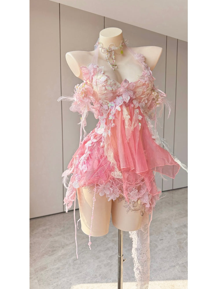 ZIWU ARTEMIS CORAL FEATHER SERENADE REVERIE EMPRESS DRESS ENSEMBLE COSTUME PATENT-PROTECTED