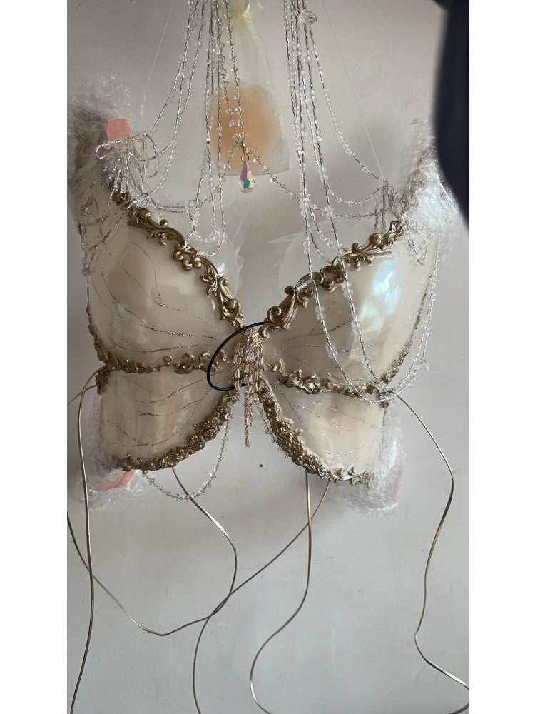 ZIWU ARTEMIS CREAM COLOR GLAZE BUTTERFLY RESIN TOP COSTUME PATENT-PROTECTED