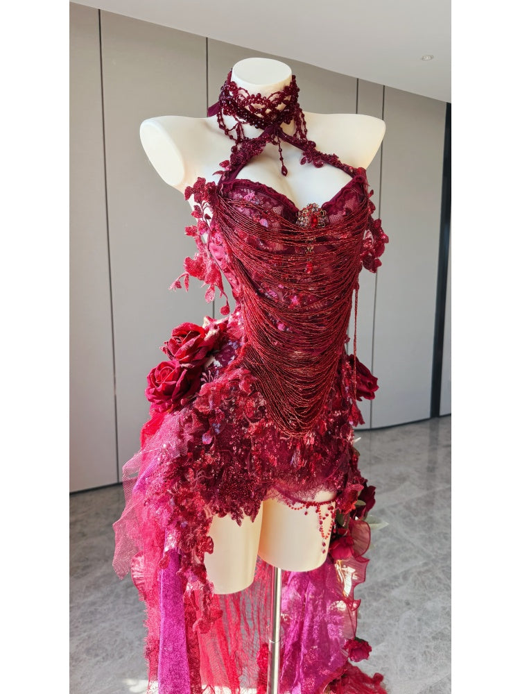 ZIWU ARTEMIS CRIMSON ROSE REVERIE EMPRESS DRESS ENSEMBLE COSTUME PATEN