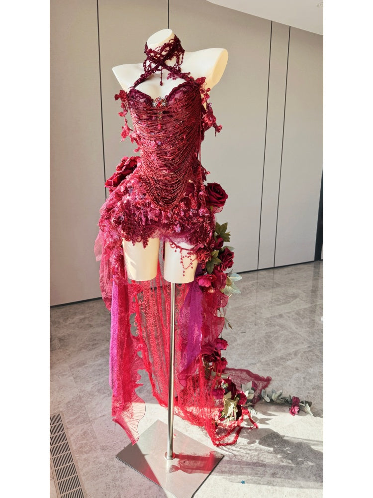 ZIWU ARTEMIS CRIMSON ROSE REVERIE EMPRESS DRESS ENSEMBLE COSTUME PATENT-PROTECTED