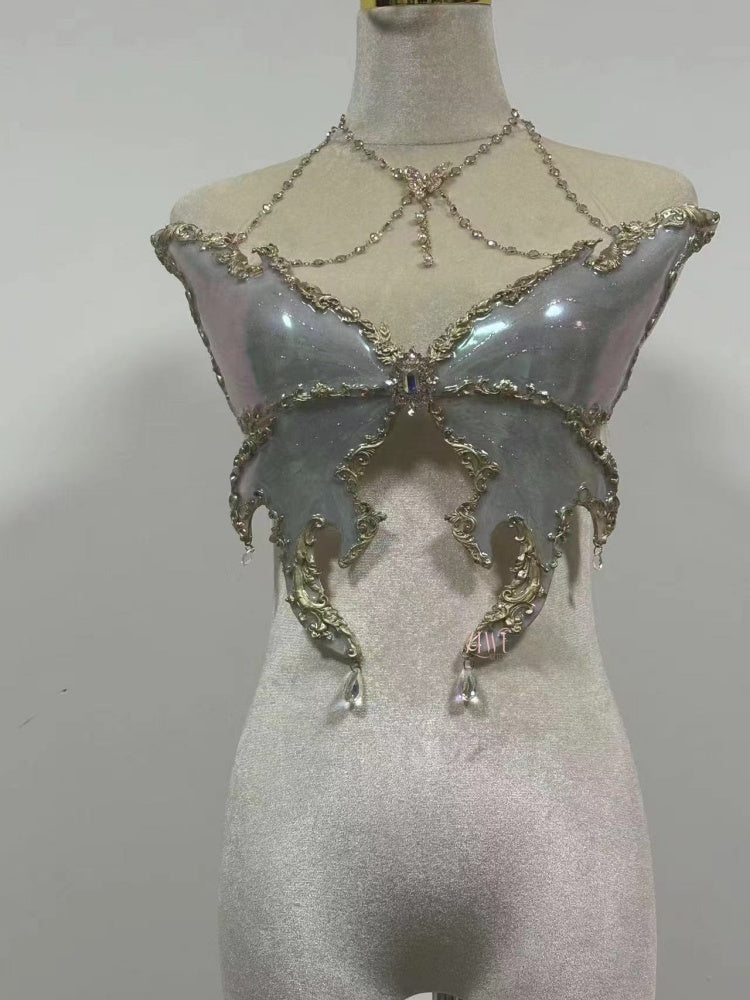 ZIWU ARTEMIS DEEP IRIDESCENT COLOR LUNA MOTH RESIN TOP COSTUME PATENT-PROTECTED