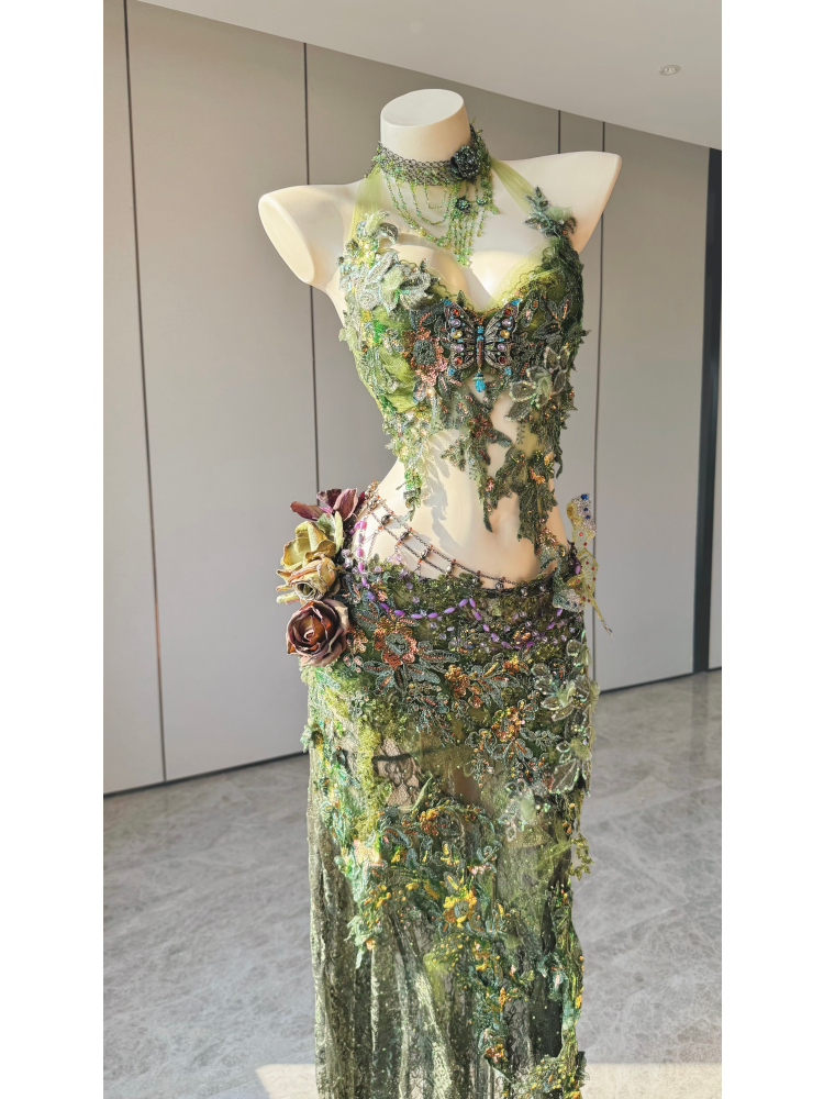ZIWU ARTEMIS EMERALD FOREST REVERIE EMPRESS DRESS ENSEMBLE COSTUME PATENT-PROTECTED