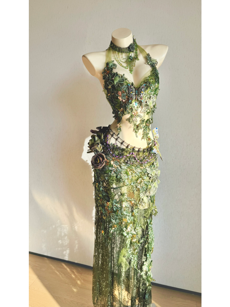 ZIWU ARTEMIS EMERALD FOREST REVERIE EMPRESS DRESS ENSEMBLE COSTUME PATENT-PROTECTED