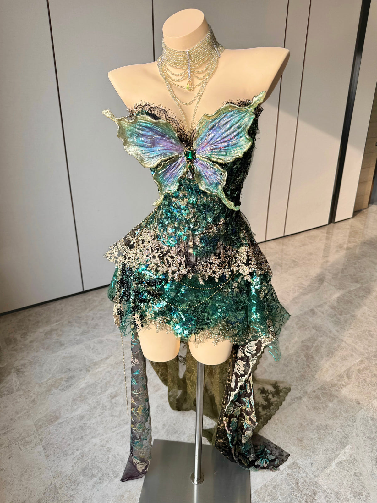 ZIWU ARTEMIS EMERALD HOLOGRAPHIC WING RESIN TOP COSTUME PATENT-PROTECTED