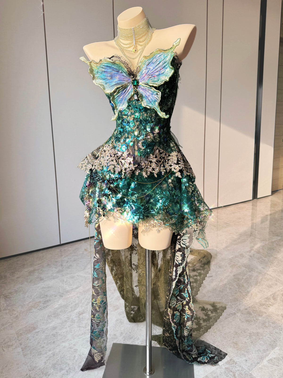 ZIWU ARTEMIS EMERALD HOLOGRAPHIC WING RESIN TOP COSTUME PATENT-PROTECTED