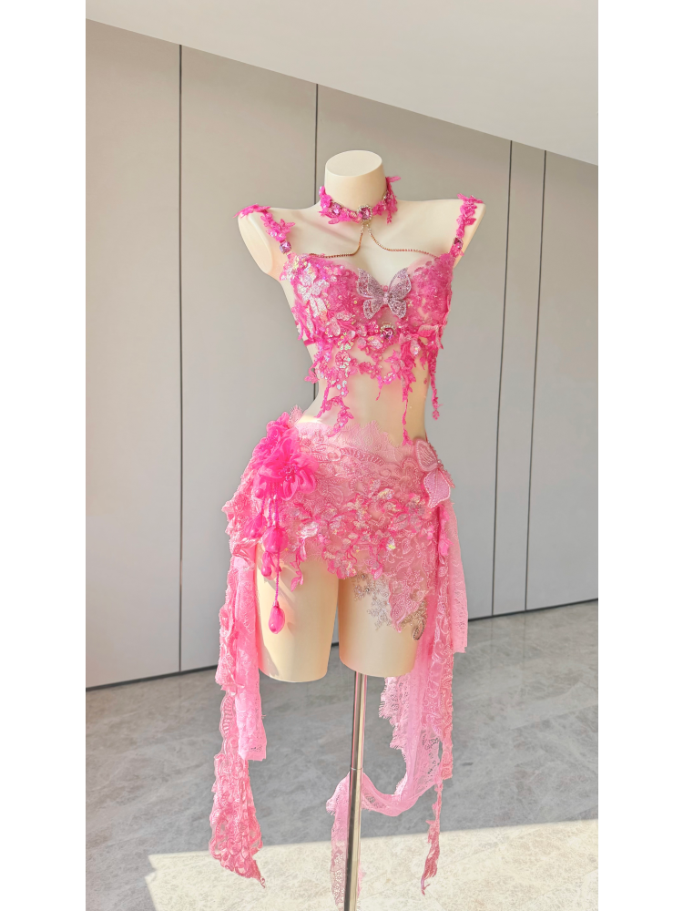 ZIWU ARTEMIS FUCHSIA BUTTERFLY GARDEN REVERIE EMPRESS DRESS ENSEMBLE COSTUME PATENT-PROTECTED