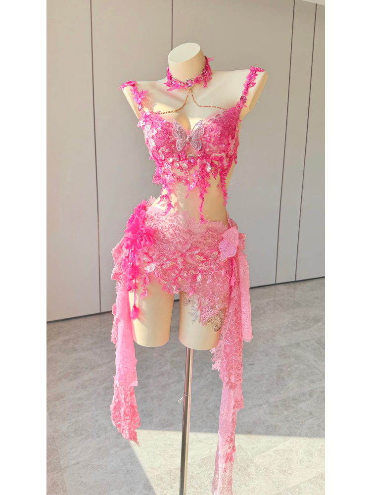 ZIWU ARTEMIS FUCHSIA BUTTERFLY GARDEN REVERIE EMPRESS DRESS ENSEMBLE COSTUME PATENT-PROTECTED