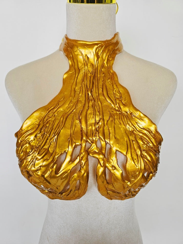 ZIWU ARTEMIS GOLDEN FLOWING SPRING WATER PEARLS RESIN TOP COSTUME PATENT-PROTECTED
