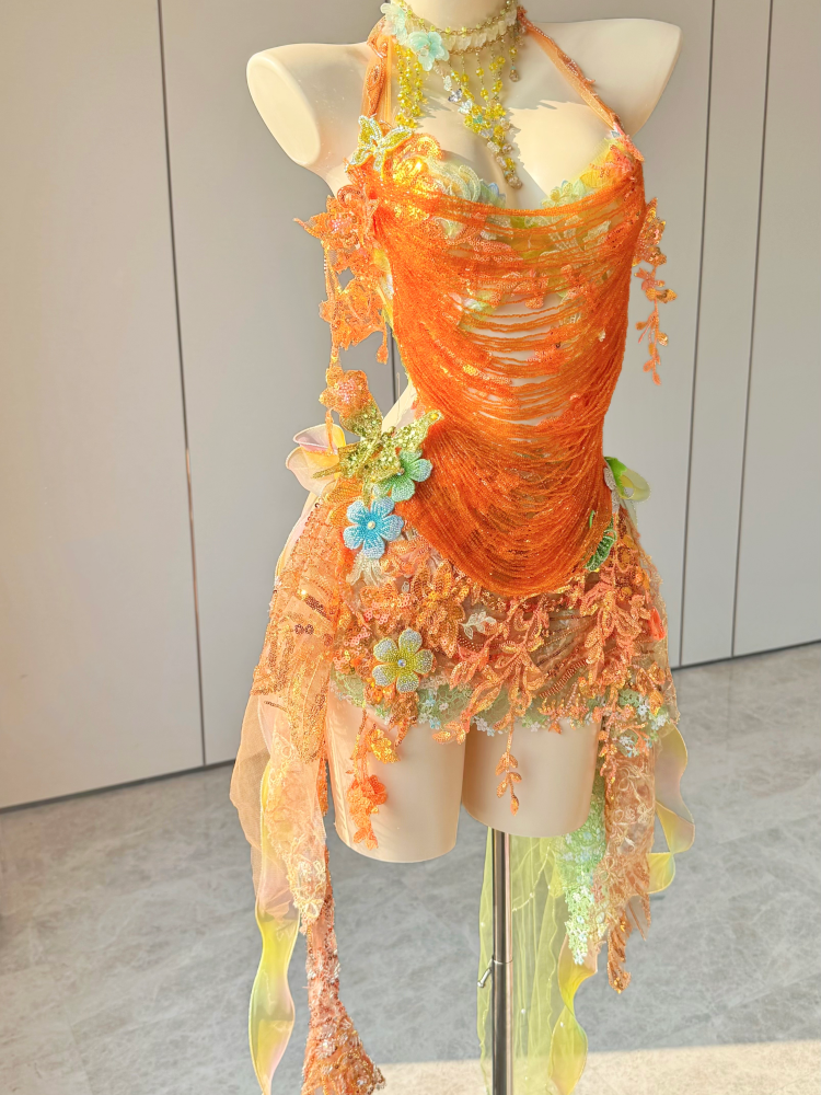 ZIWU ARTEMIS GOLDEN TANGERINE WALTZ EMPRESS DRESS ENSEMBLE COSTUME PATENT-PROTECTED