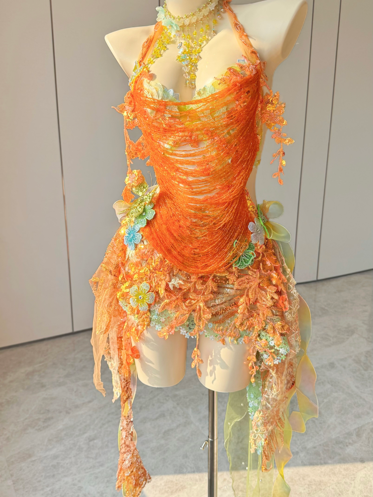 ZIWU ARTEMIS GOLDEN TANGERINE WALTZ EMPRESS DRESS ENSEMBLE COSTUME PATENT-PROTECTED