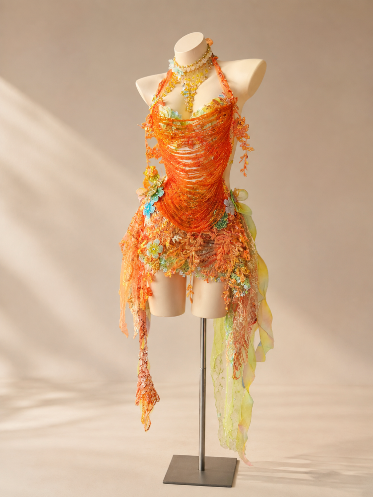 ZIWU ARTEMIS GOLDEN TANGERINE WALTZ EMPRESS DRESS ENSEMBLE COSTUME PATENT-PROTECTED