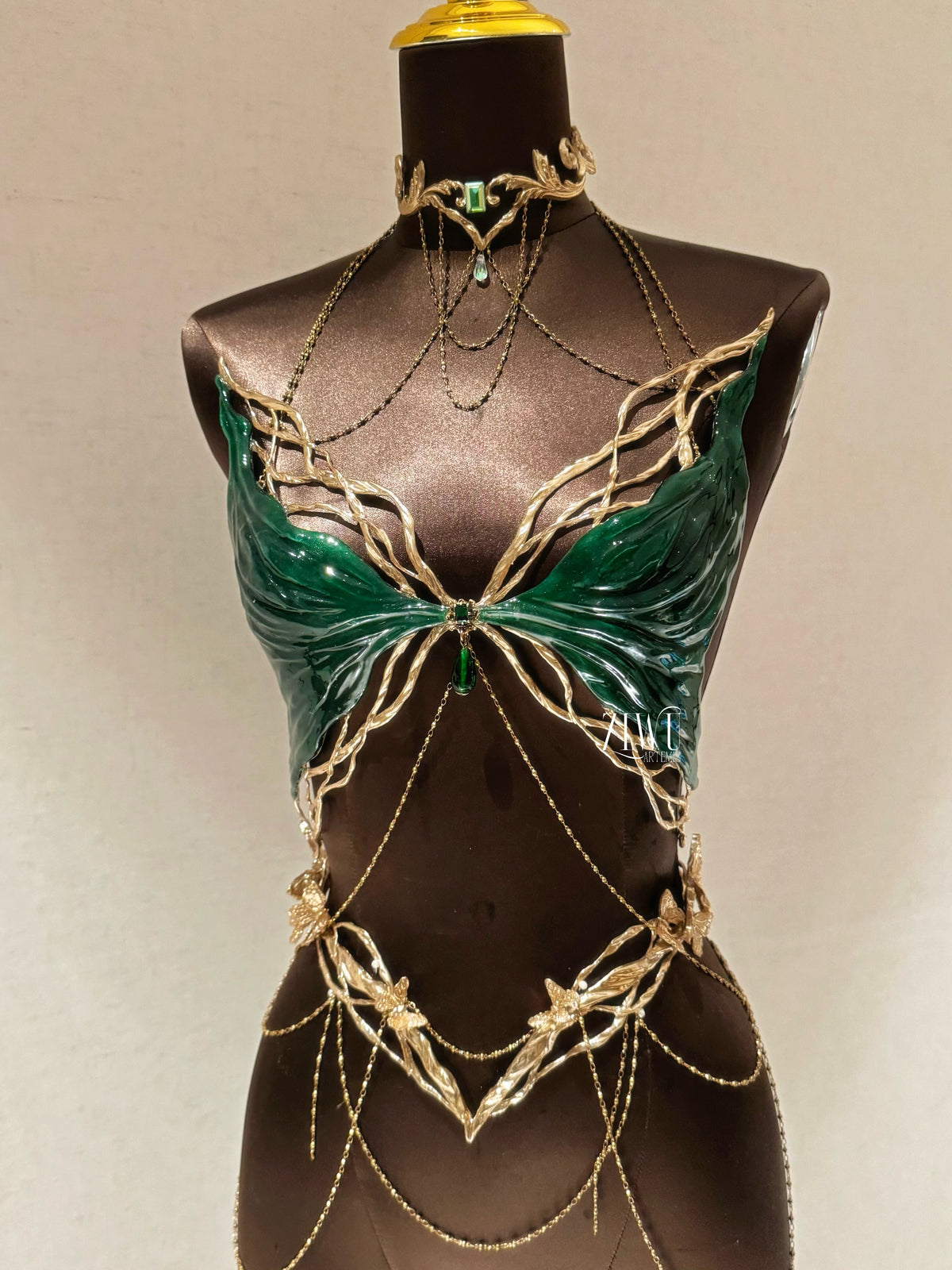 ZIWU ARTEMIS GREEN ELF RESIN PORCELAIN MERMAID CORSET BRA TOP COSPLAY COSTUME PATENT-PROTECTED