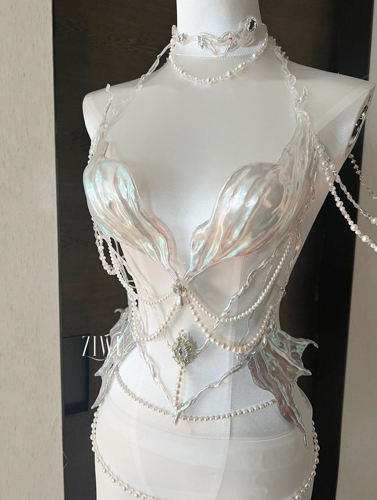 ZIWU ARTEMIS LUMINOUS SEASHELL SIREN ANGEL RESIN CORSET BRA TOP COSPLAY COSTUME PATENT-PROTECTED